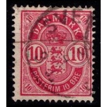 Våbentype - Store hjørnetal - 10 øre anilinrosa.